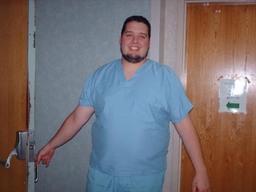 NEARLY A DAD scrubbed up and ready