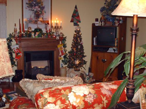 close up of Christmas stuff in den