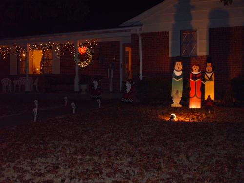 it's dark but it's decorated outsite