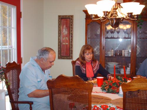 Dad & Liz, serious eating