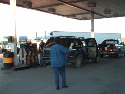 Going home, getting one more snack for the road.