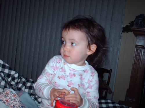 Nana, she doesn't want juice, she wants coffee