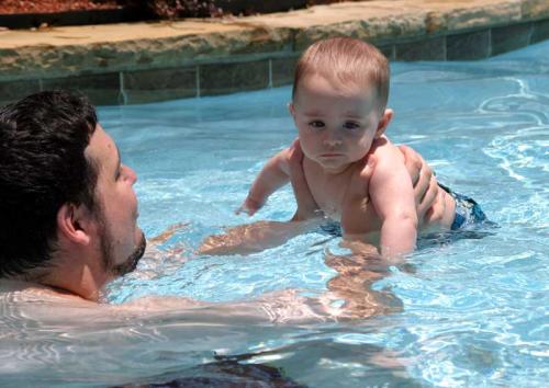Jake hated the water at this age....Tyler..?