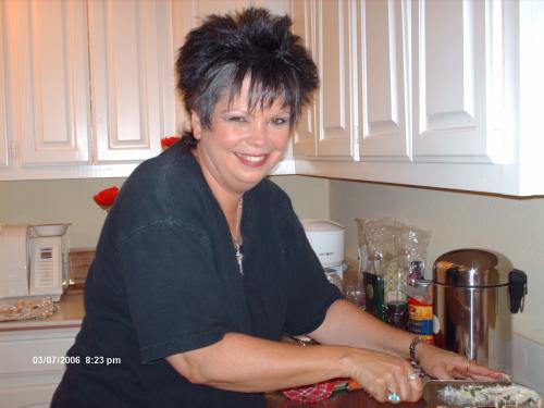 Judy slaving in the kitchen