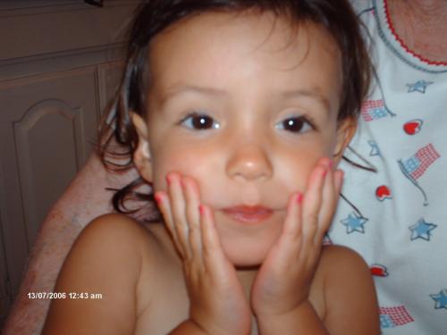 Gracie with painted nails