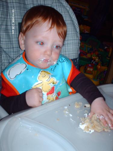 Good cake, hope I can stay awake for the presents.