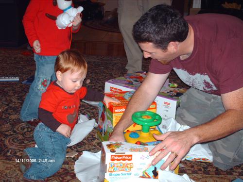 Dad opening presents