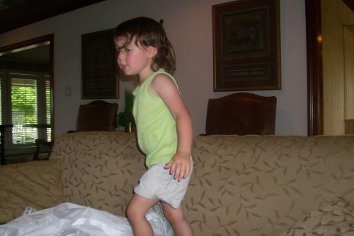 Gracie ready to jump into her dress