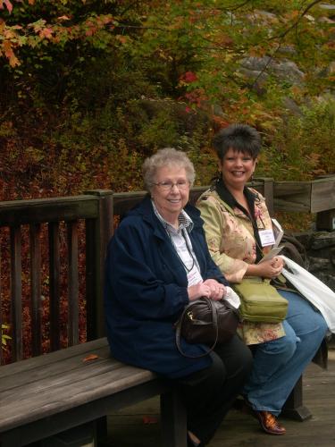 waiting for bus at the Flume