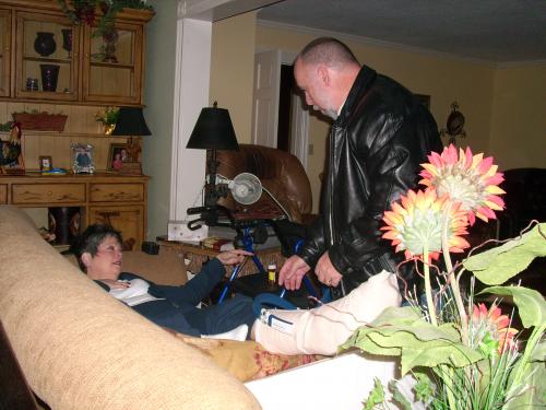 Steve hooking her to ice machine