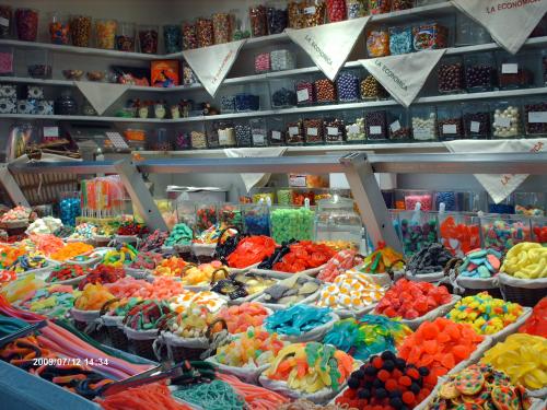 Daniel, this picture is for you!  It is of the candy booth at the outdoor market